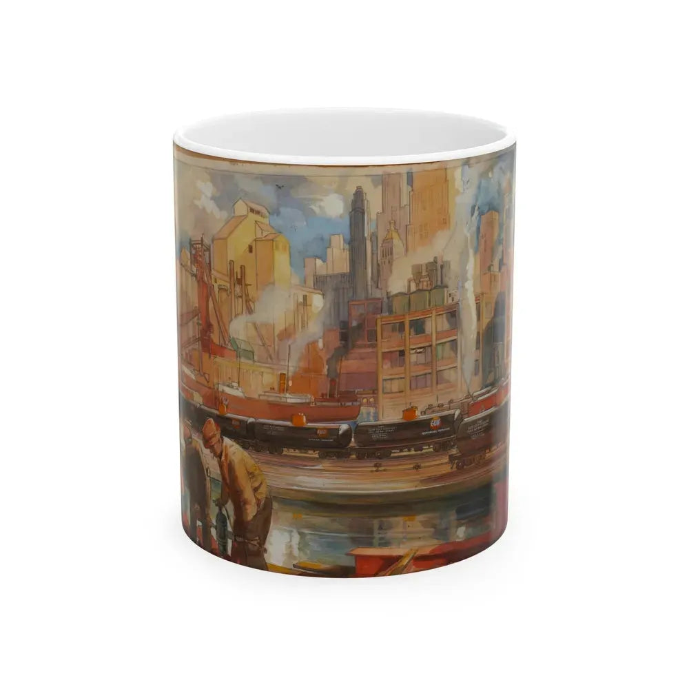 Gulf Refining Co. Ad Illustration - White Coffee Mug 11oz - Go Mug Yourself