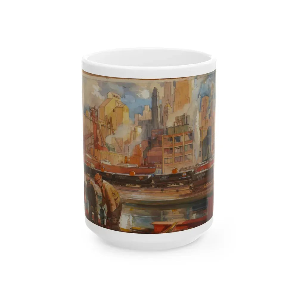 Gulf Refining Co. Ad Illustration - White Coffee Mug 15oz - Go Mug Yourself