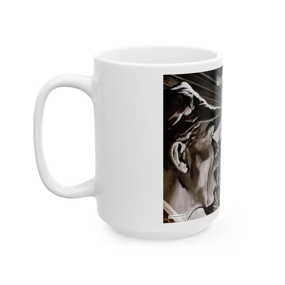 Gus and the Popping Filler Cap, Popular Science, March 1950 - White Coffee Mug - Go Mug Yourself