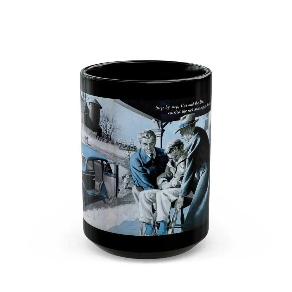 Gus Answers an Ambulance Call, Popular Science, December 1953 - Black Coffee Mug 15oz - Go Mug Yourself