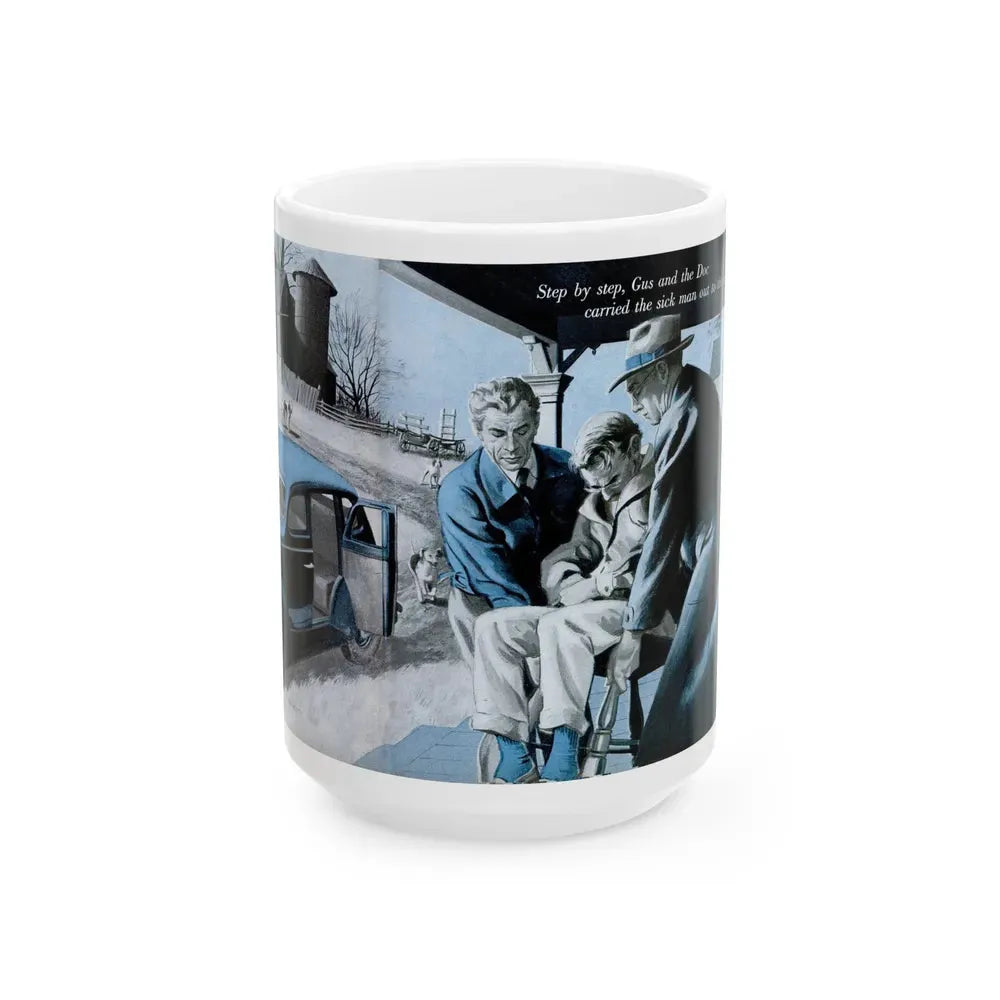 Gus Answers an Ambulance Call, Popular Science, December 1953 - White Coffee Mug 15oz - Go Mug Yourself