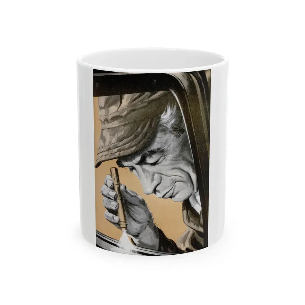Gus Closes a Sticky Case, Popular Science, 1954 - White Coffee Mug 11oz - Go Mug Yourself