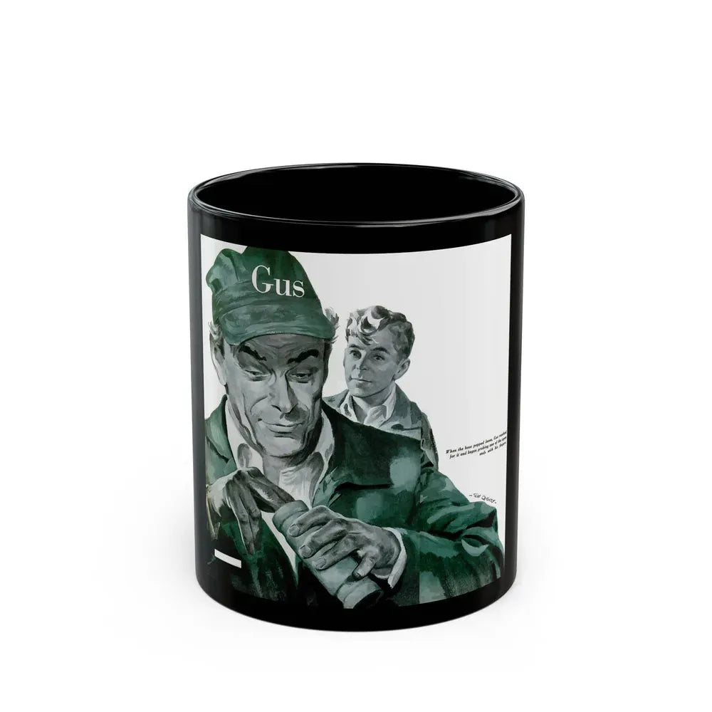 Gus Cools a Hot Engine, Popular Science, June 1950 - Black Coffee Mug 11oz - Go Mug Yourself