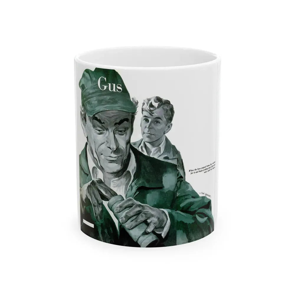 Gus Cools a Hot Engine, Popular Science, June 1950 - White Coffee Mug 11oz - Go Mug Yourself