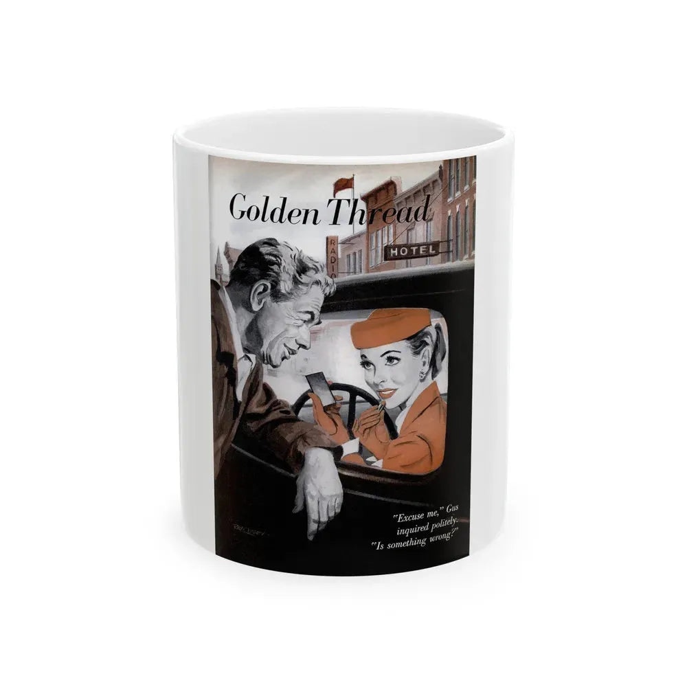 Gus Finds a Golden Thread, Popular Science, 1953 - White Coffee Mug 11oz - Go Mug Yourself