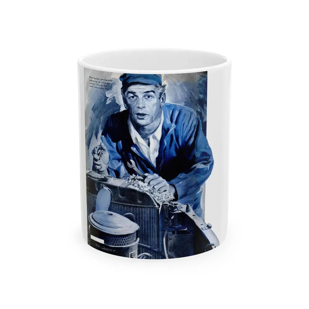 Gus Fixes the Local Scrooge, Popular Science, December 1950 - White Coffee Mug 11oz - Go Mug Yourself
