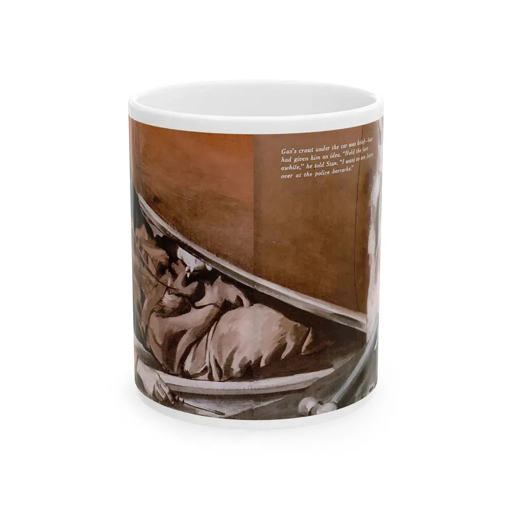 Gus Parlays a Pair of Hunches, Popular Science, February 1951 - White Coffee Mug 11oz - Go Mug Yourself