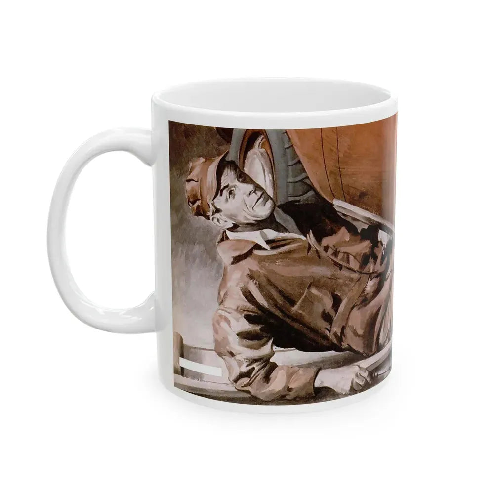 Gus Parlays a Pair of Hunches, Popular Science, February 1951 - White Coffee Mug - Go Mug Yourself