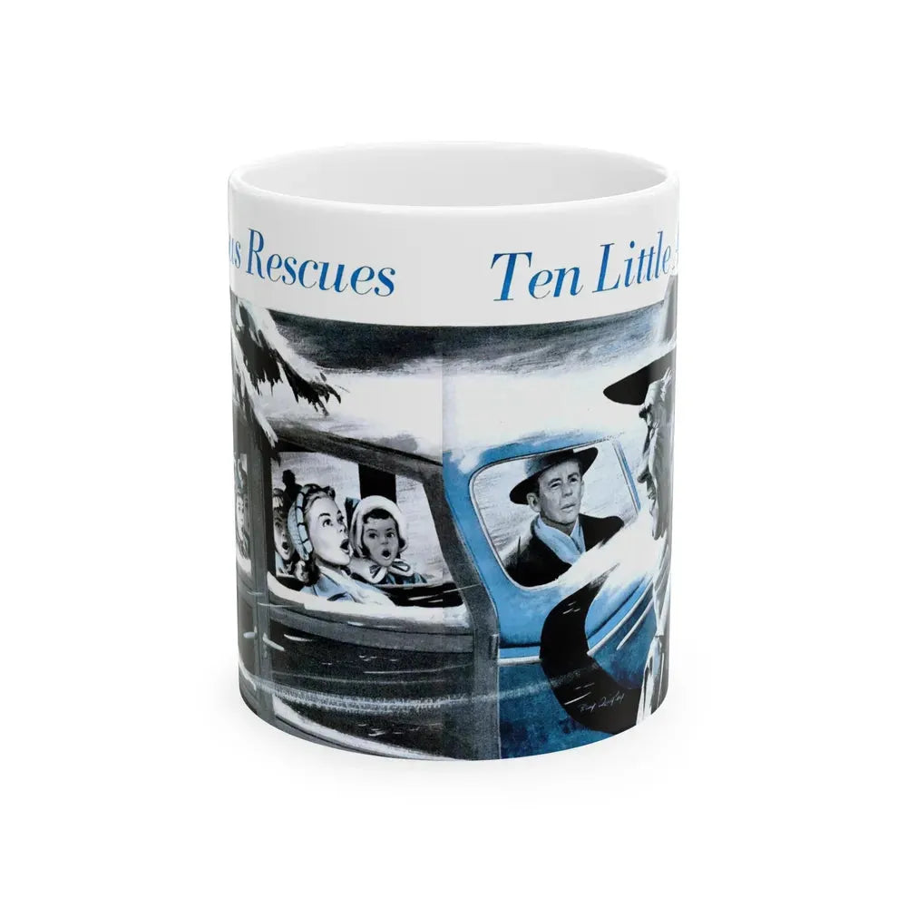 Gus Rescues Ten Little Angels, Popular Science, December 1952 - White Coffee Mug 11oz - Go Mug Yourself