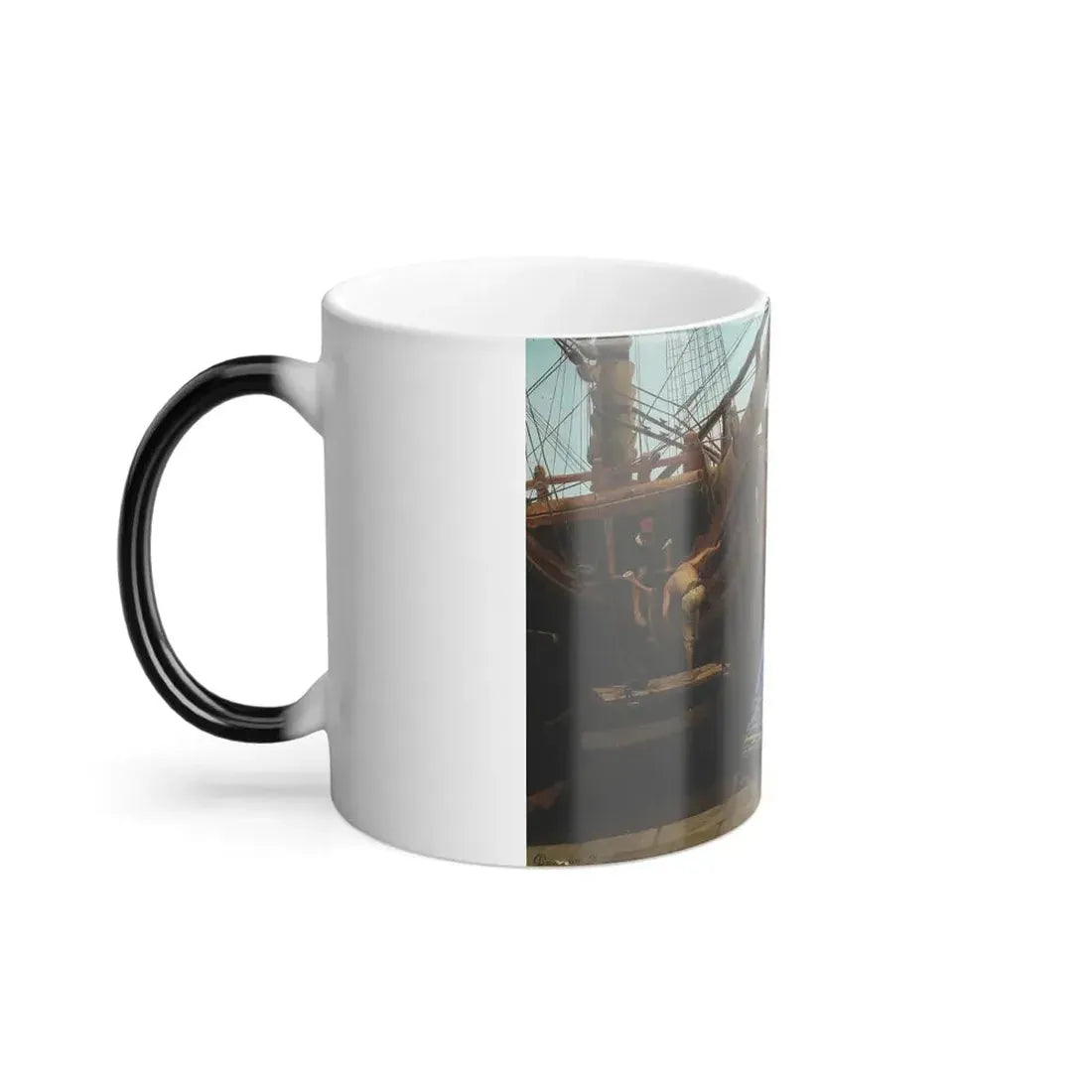 Gustave Bourgain (1856-1921) Gilding the Figurehead, Porto - Oil on Canvas 1886 - Color Changing Mug 11oz - Go Mug Yourself