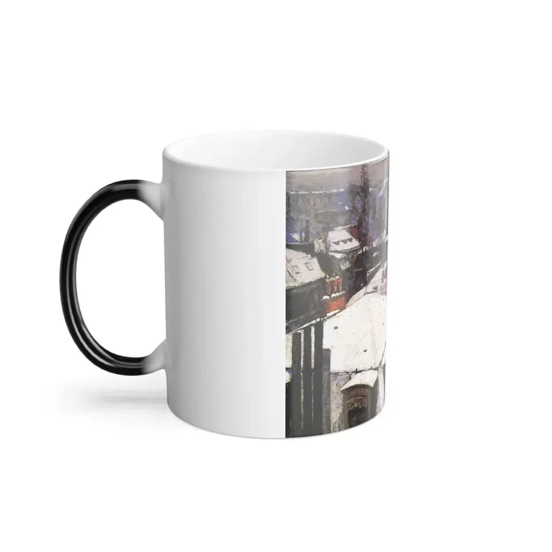 Gustave Caillebotte (1848-1894) Rooftops Under Snow - Oil on canvas 1878 - Color Changing Mug 11oz - Go Mug Yourself