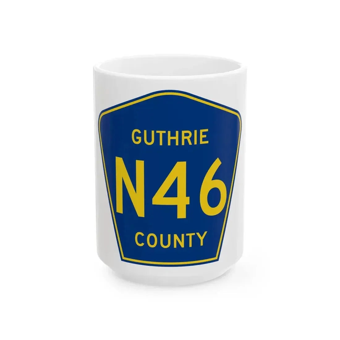 Guthrie County Route N46 IA (Iowa) (Road Sign) White Coffee Mug 15oz - Go Mug Yourself