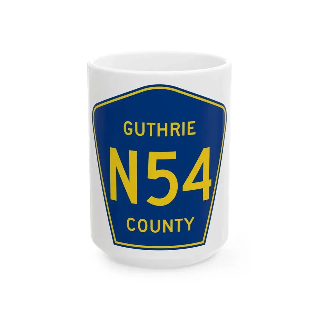 Guthrie County Route N54 IA (Iowa) (Road Sign) White Coffee Mug 15oz - Go Mug Yourself