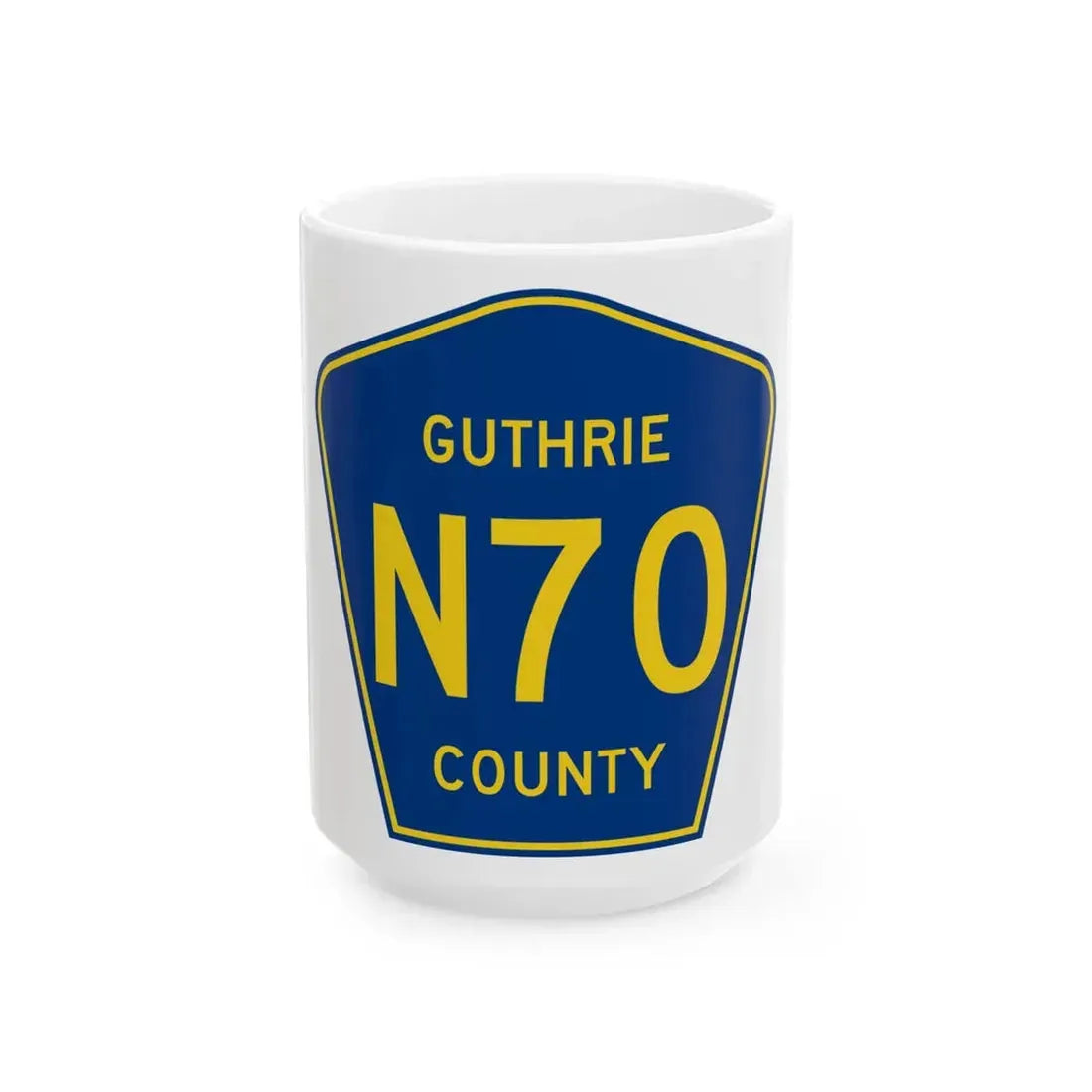 Guthrie County Route N70 IA (Iowa) (Road Sign) White Coffee Mug 15oz - Go Mug Yourself