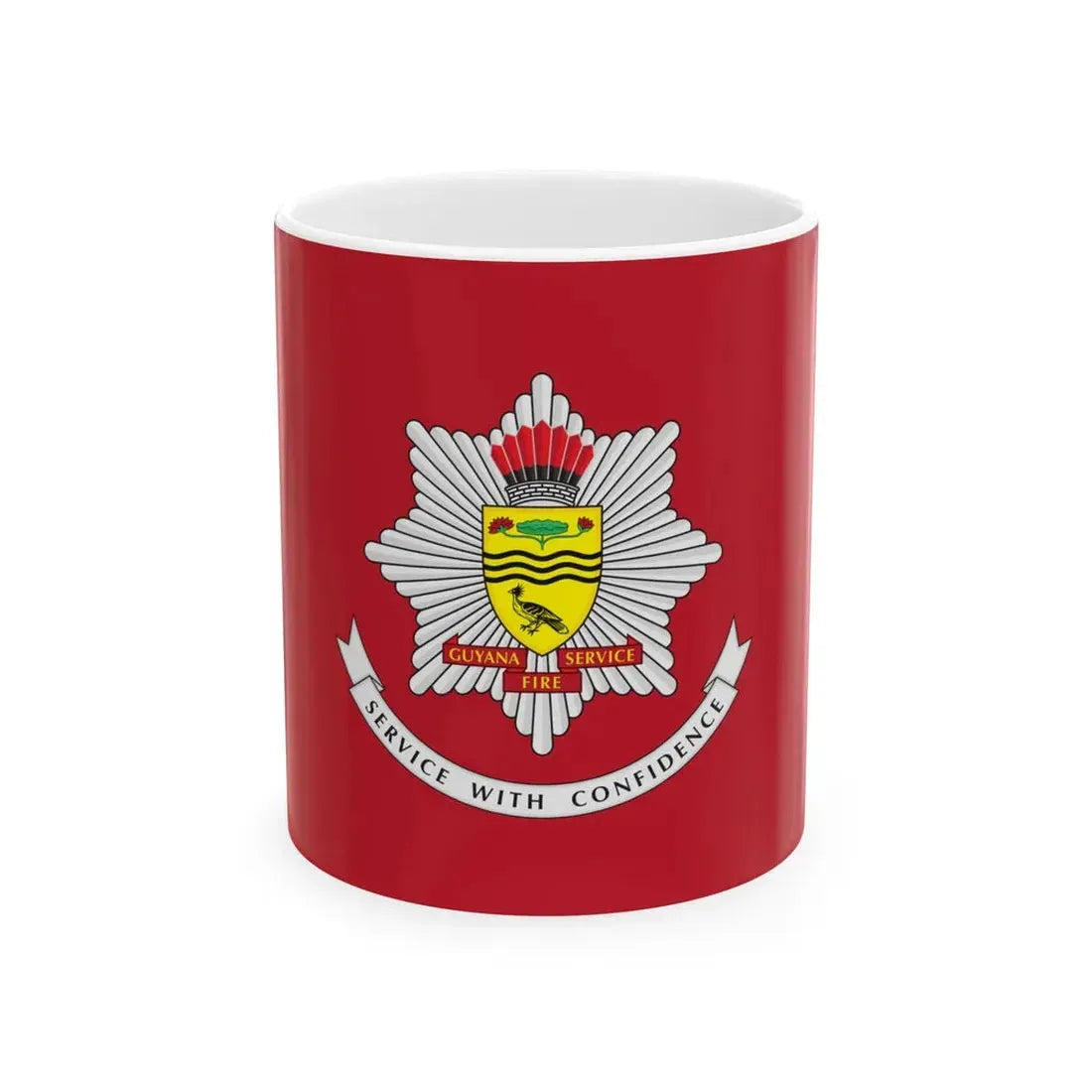 Guyana Fire Service Flag (Guyana) White Coffee Mug 11oz - Go Mug Yourself