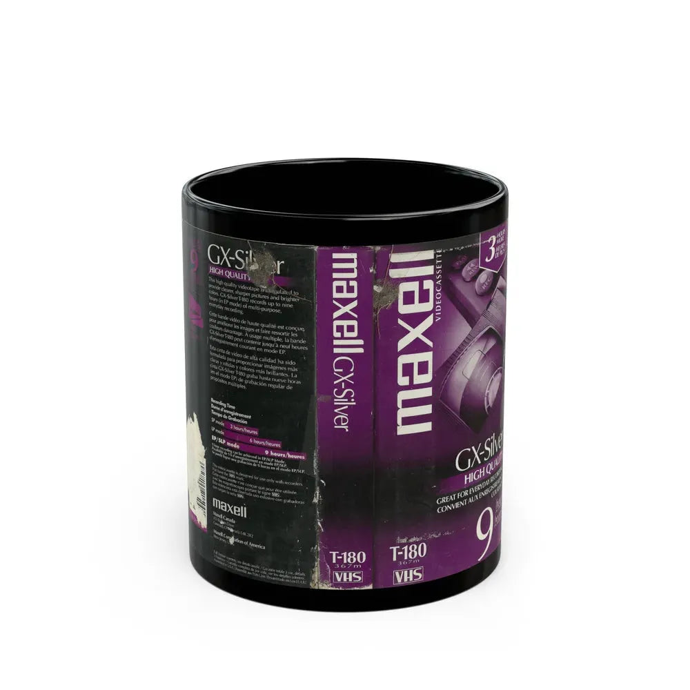 GX SILVER MAXELL VIDEOCASSETTE BLANK TAPE (VHS COVER) - Black Coffee Mug 11oz - Go Mug Yourself