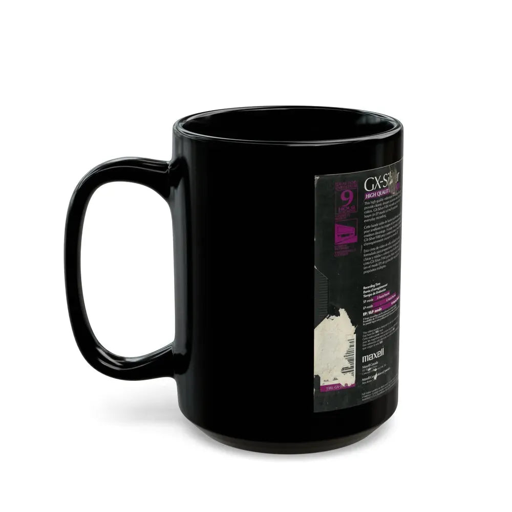 GX SILVER MAXELL VIDEOCASSETTE BLANK TAPE (VHS COVER) - Black Coffee Mug - Go Mug Yourself