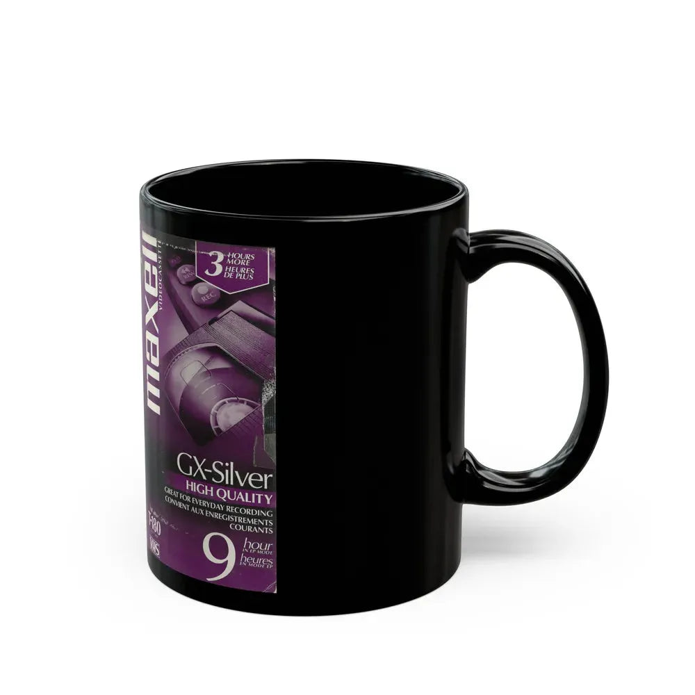 GX SILVER MAXELL VIDEOCASSETTE BLANK TAPE (VHS COVER) - Black Coffee Mug - Go Mug Yourself