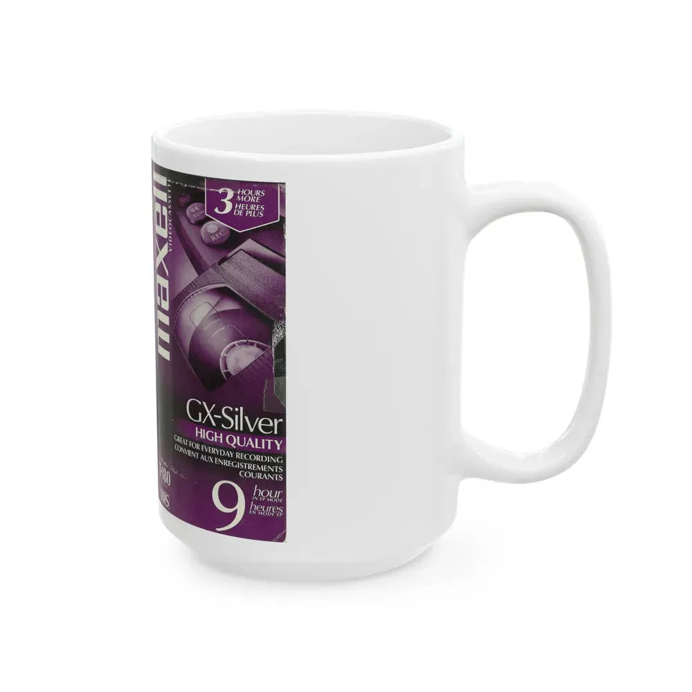 GX SILVER MAXELL VIDEOCASSETTE BLANK TAPE (VHS COVER) - White Coffee Mug - Go Mug Yourself