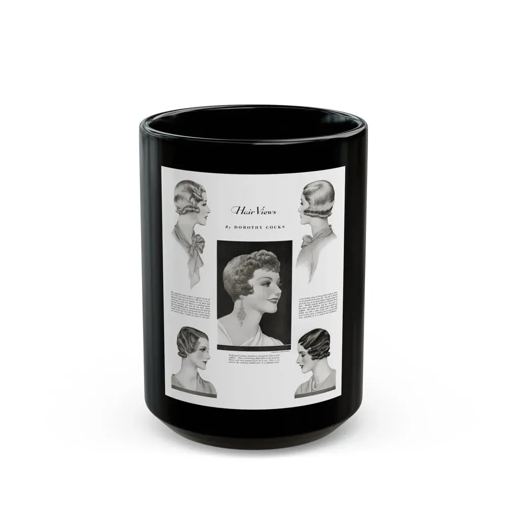Hair Views by Dorothy Cocks, Ladies' Home Journal, June 1933 - Black Coffee Mug 15oz - Go Mug Yourself