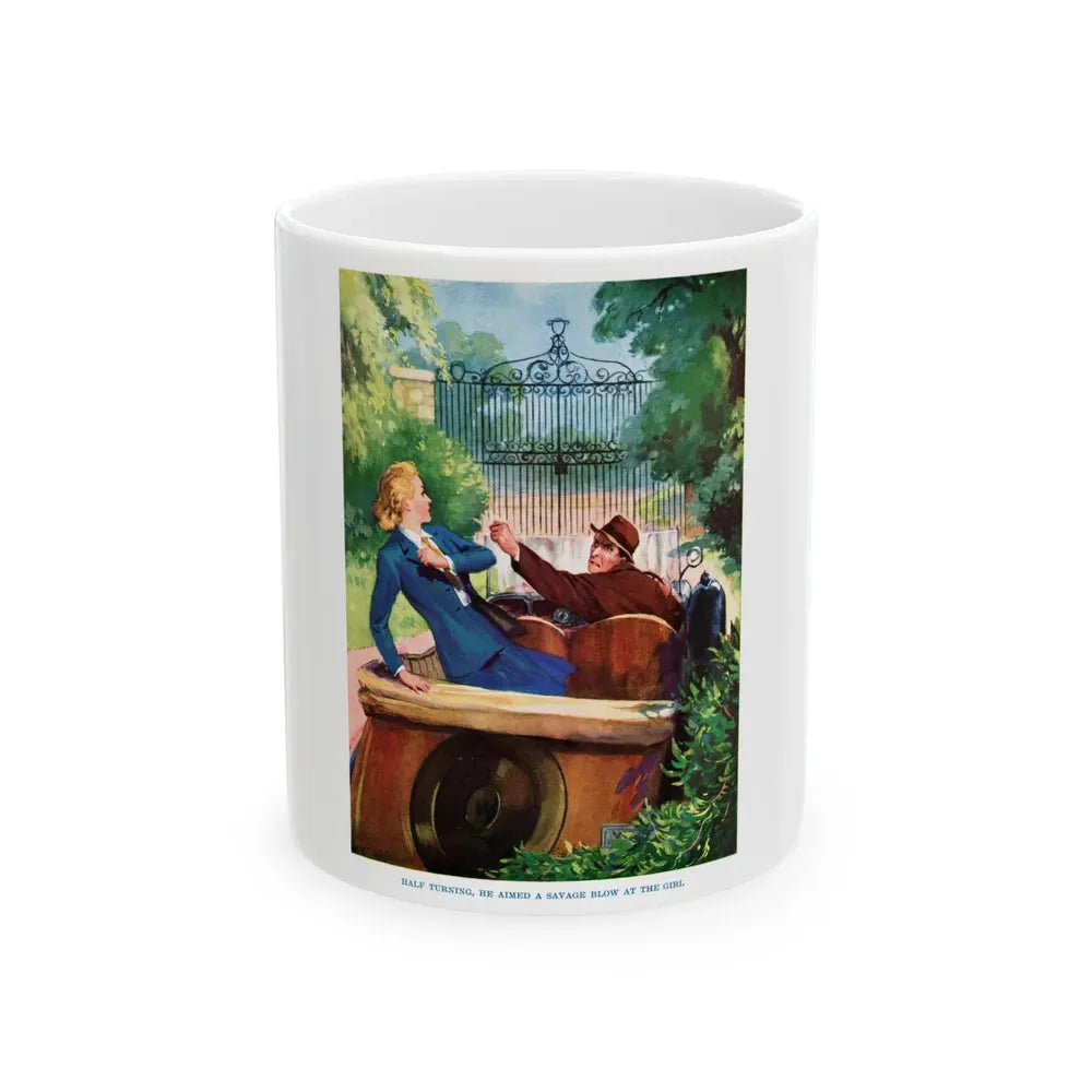 half turning, he aimed a savage blow at the girl - White Coffee Mug 11oz - Go Mug Yourself