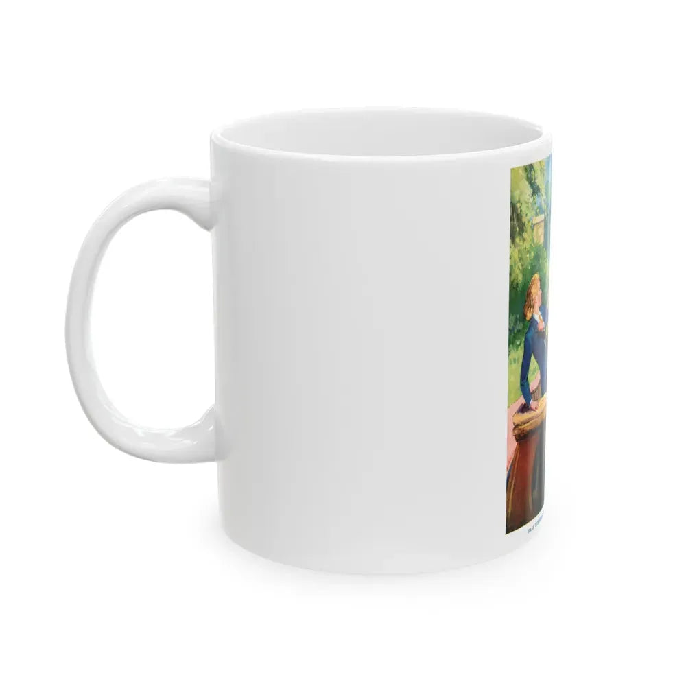 half turning, he aimed a savage blow at the girl - White Coffee Mug - Go Mug Yourself