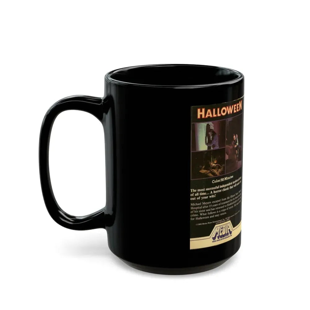 HALLOWEEN MEDIA HOME ENTERTAINMENT (VHS COVER) - Black Coffee Mug - Go Mug Yourself