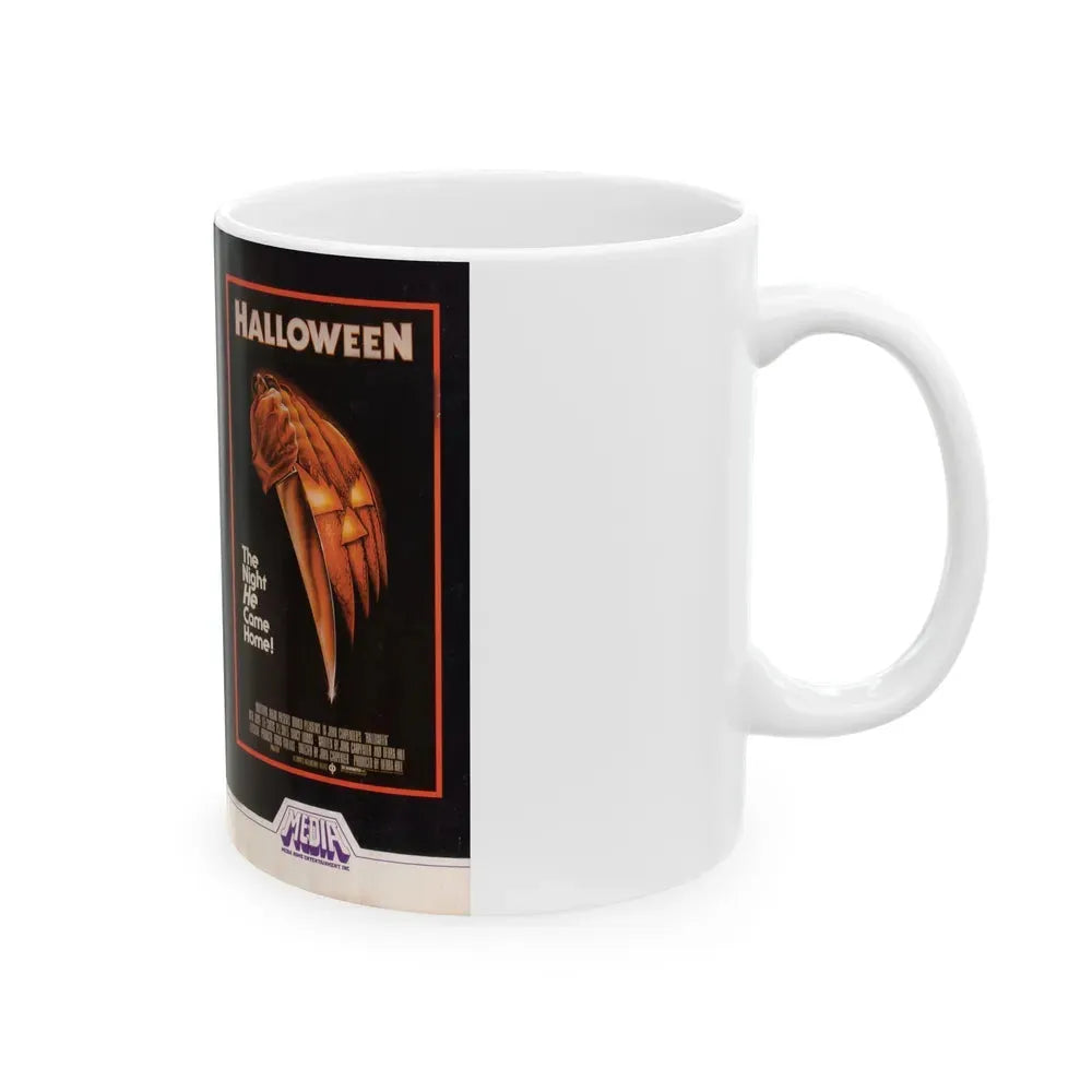 HALLOWEEN MEDIA HOME ENTERTAINMENT VHS (VHS COVER) - White Coffee Mug - Go Mug Yourself