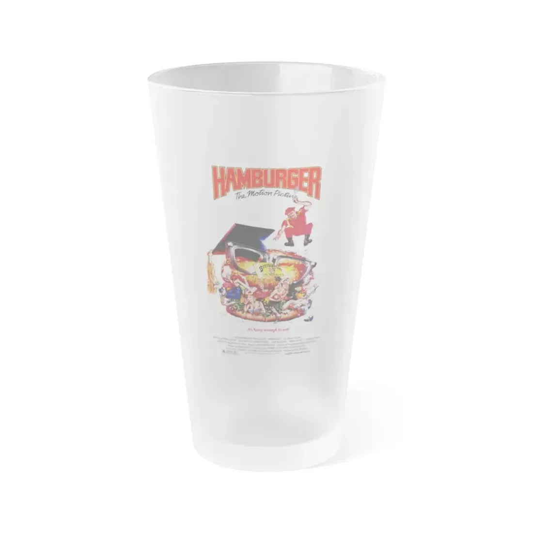 HAMBURGER THE MOTION PICTURE 1986 Movie Poster - Frosted Pint Glass 16oz 16oz Frosted - Go Mug Yourself