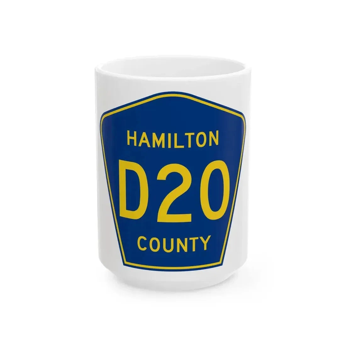Hamilton County Route D20 IA (Iowa) (Road Sign) White Coffee Mug 15oz - Go Mug Yourself
