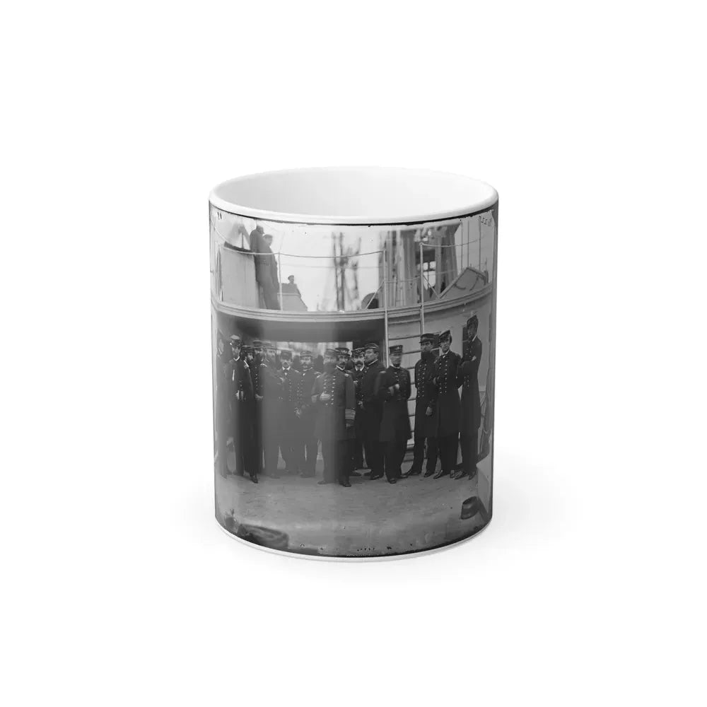 Hampton Roads, Va. Rear Admiral David D. Porter and Staff Aboard His Flagship, U.S.S. Malvern (U.S. Civil War) Color Changing Coffee Mug 11oz Default Title 11oz - Go Mug Yourself
