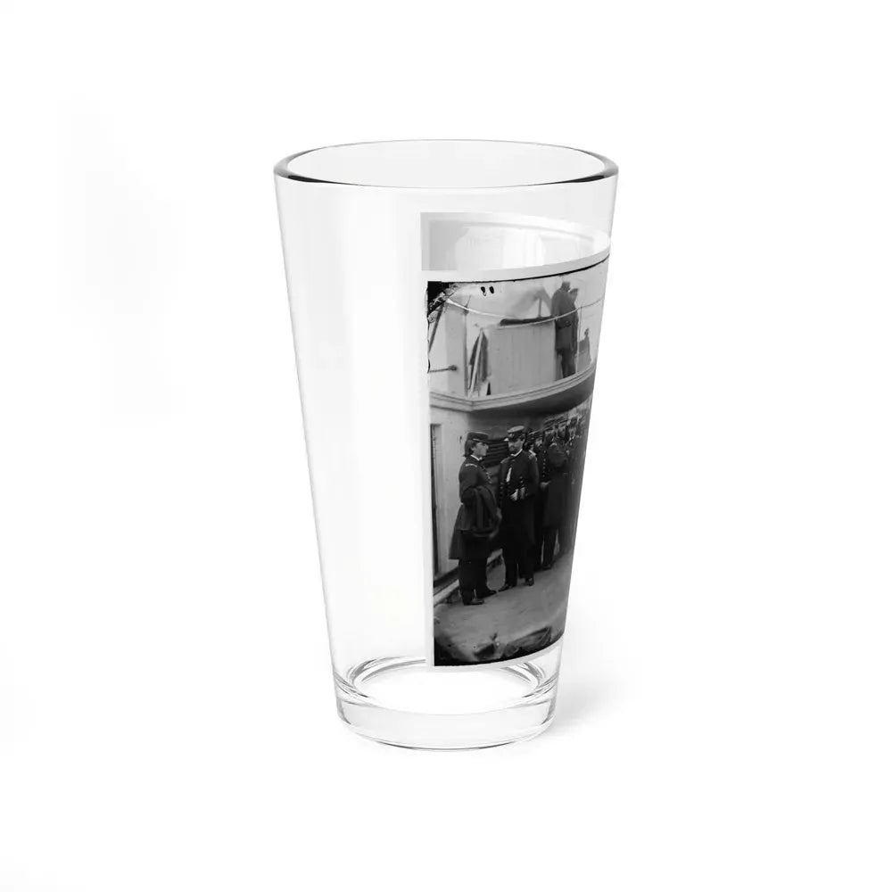 Hampton Roads, Va. Rear Admiral David D. Porter And Staff Aboard His Flagship, U.S.S. Malvern (U.S. Civil War) Pint Glass 16oz - Go Mug Yourself