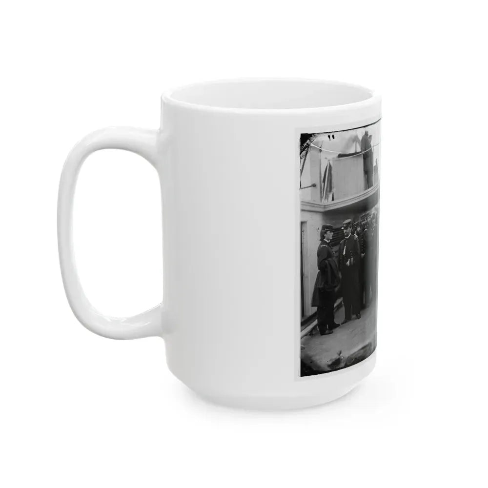 Hampton Roads, Va. Rear Admiral David D. Porter And Staff Aboard His Flagship, U.S.S. Malvern (U.S. Civil War) White Coffee Mug - Go Mug Yourself