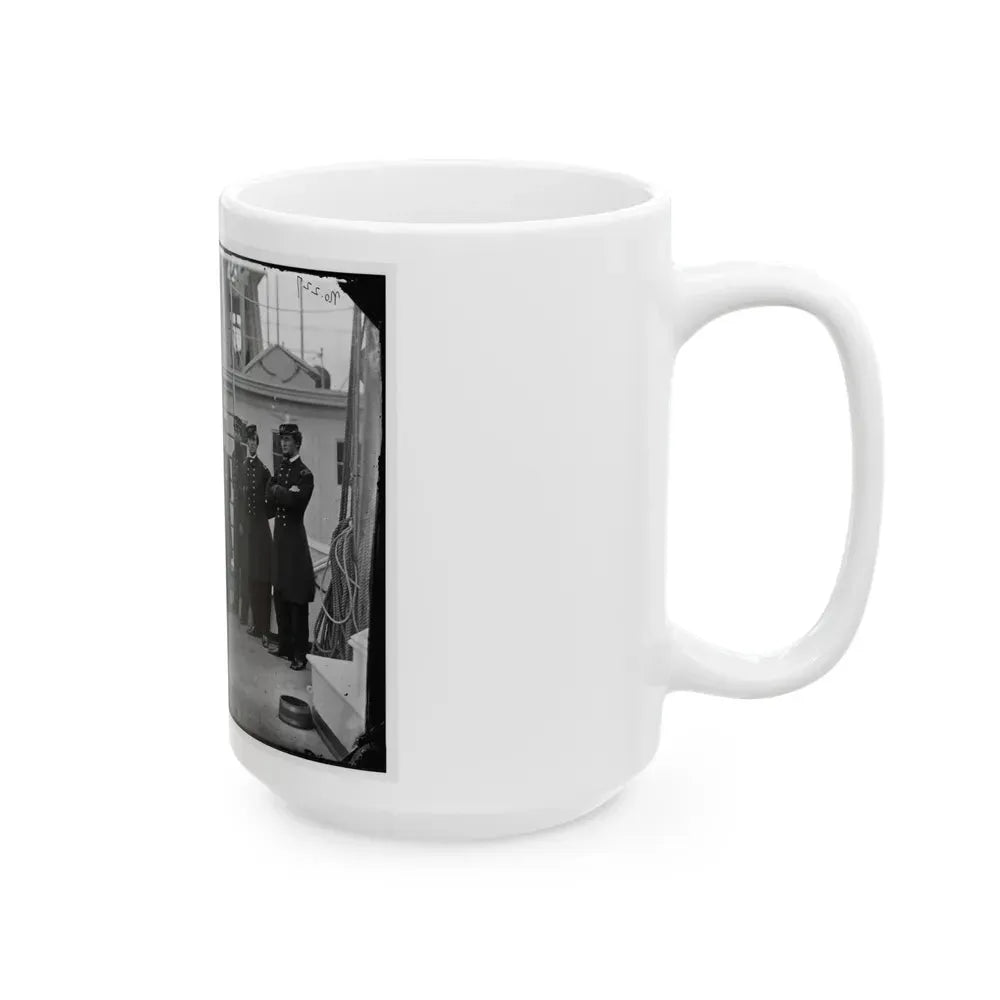 Hampton Roads, Va. Rear Admiral David D. Porter And Staff Aboard His Flagship, U.S.S. Malvern (U.S. Civil War) White Coffee Mug - Go Mug Yourself