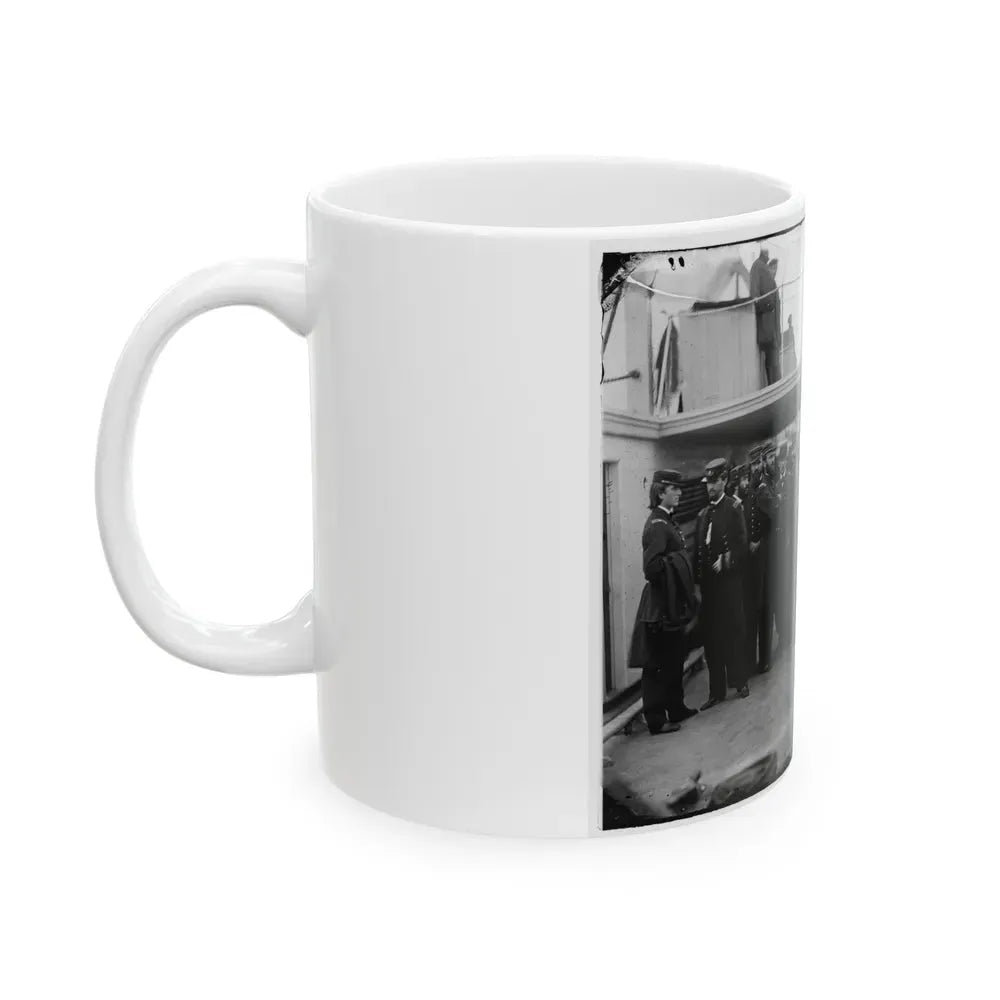 Hampton Roads, Va. Rear Admiral David D. Porter And Staff Aboard His Flagship, U.S.S. Malvern (U.S. Civil War) White Coffee Mug - Go Mug Yourself