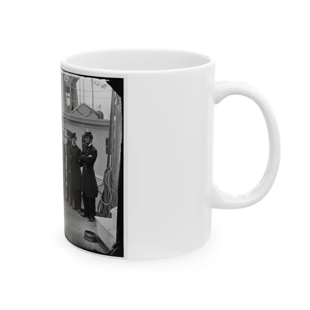 Hampton Roads, Va. Rear Admiral David D. Porter And Staff Aboard His Flagship, U.S.S. Malvern (U.S. Civil War) White Coffee Mug - Go Mug Yourself