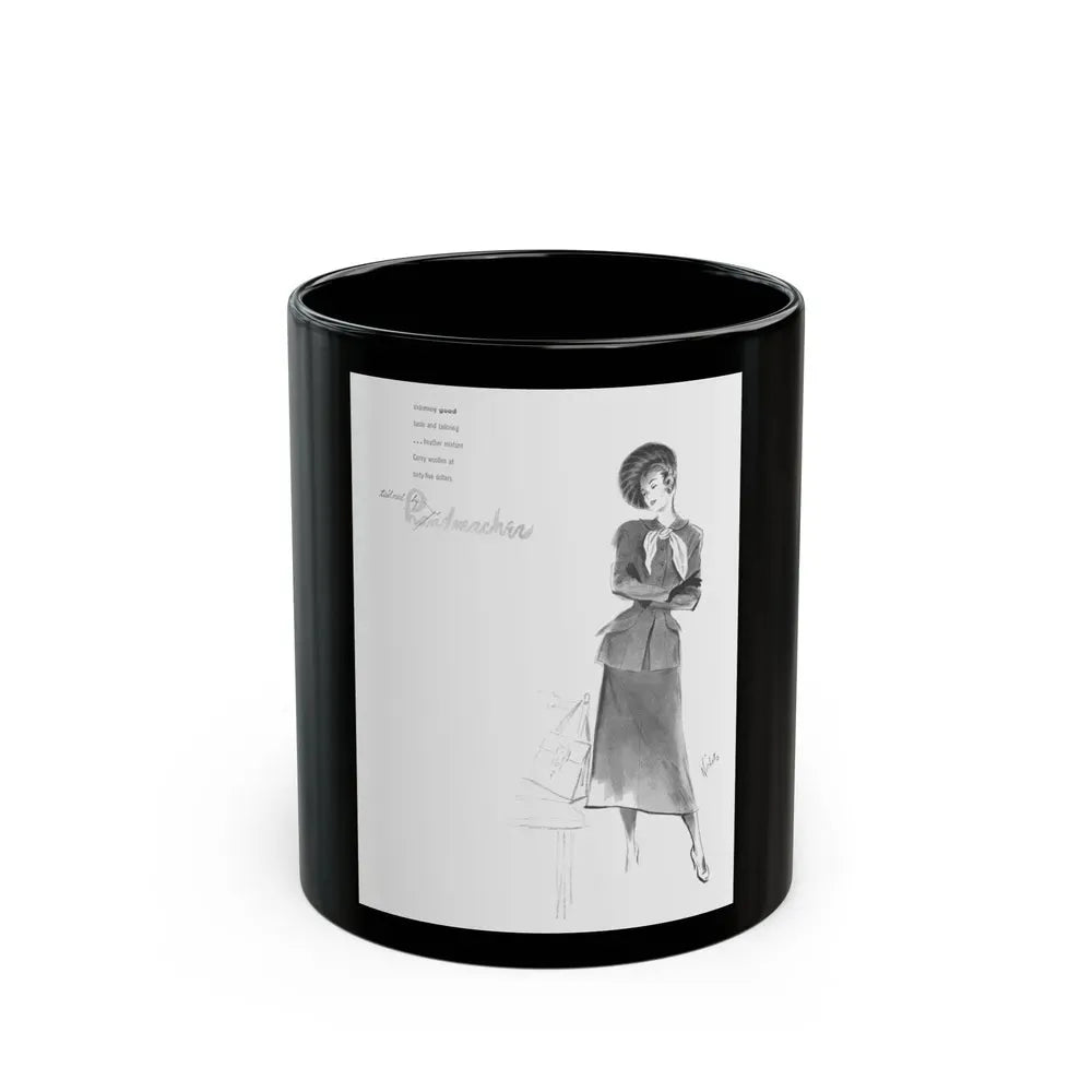 Handmachers fashion illustration (1), 1948 - Black Coffee Mug 11oz - Go Mug Yourself