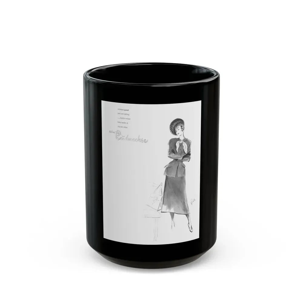 Handmachers fashion illustration (1), 1948 - Black Coffee Mug 15oz - Go Mug Yourself
