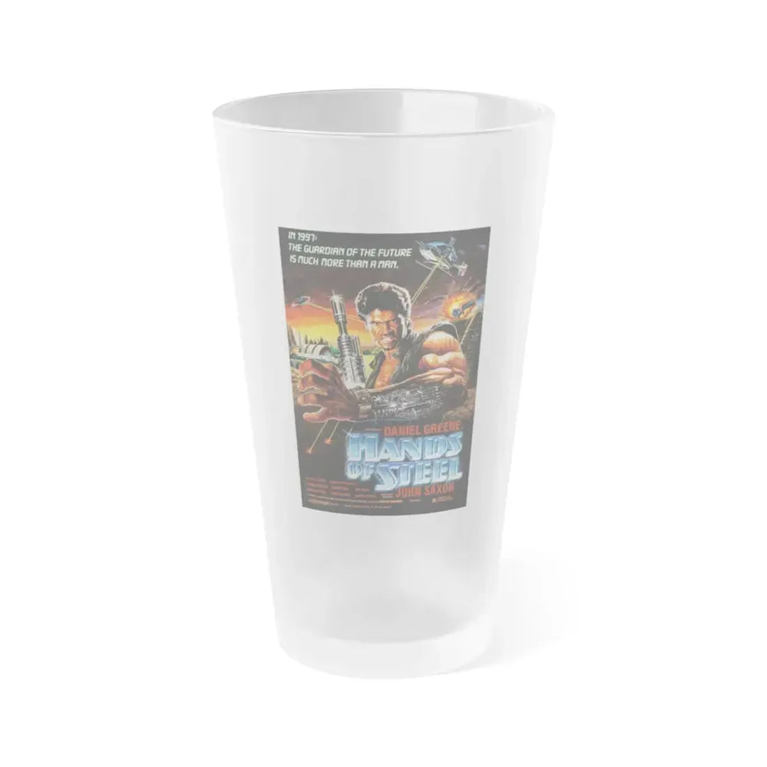 HANDS OF STEEL 1986 Movie Poster - Frosted Pint Glass 16oz 16oz Frosted - Go Mug Yourself