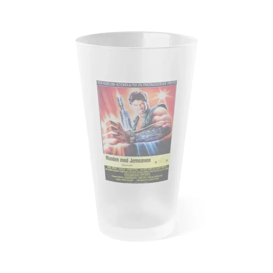 HANDS OF STEEL (DANISH) 1986 Movie Poster - Frosted Pint Glass 16oz 16oz Frosted - Go Mug Yourself