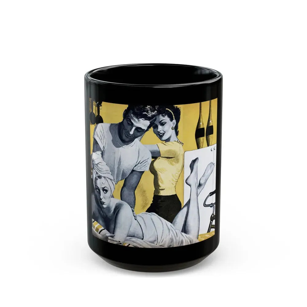 Handsome and the Body Beautiful, Cavalier, May 1958 - Black Coffee Mug 15oz - Go Mug Yourself
