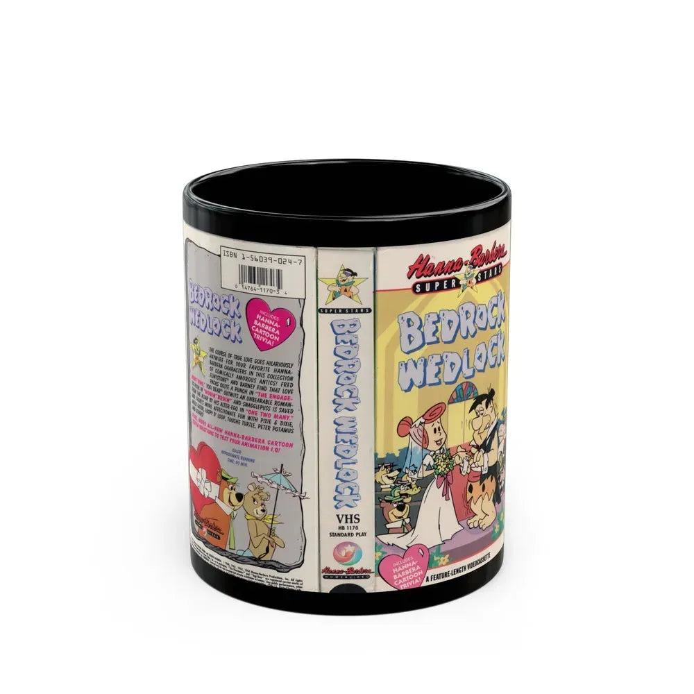 HANNA BARBERA SUPERSTARS BEDROCK WEDLOCK (VHS COVER) - Black Coffee Mug 11oz - Go Mug Yourself