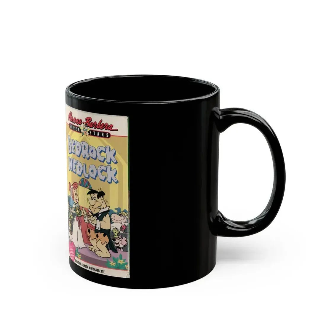 HANNA BARBERA SUPERSTARS BEDROCK WEDLOCK (VHS COVER) - Black Coffee Mug - Go Mug Yourself