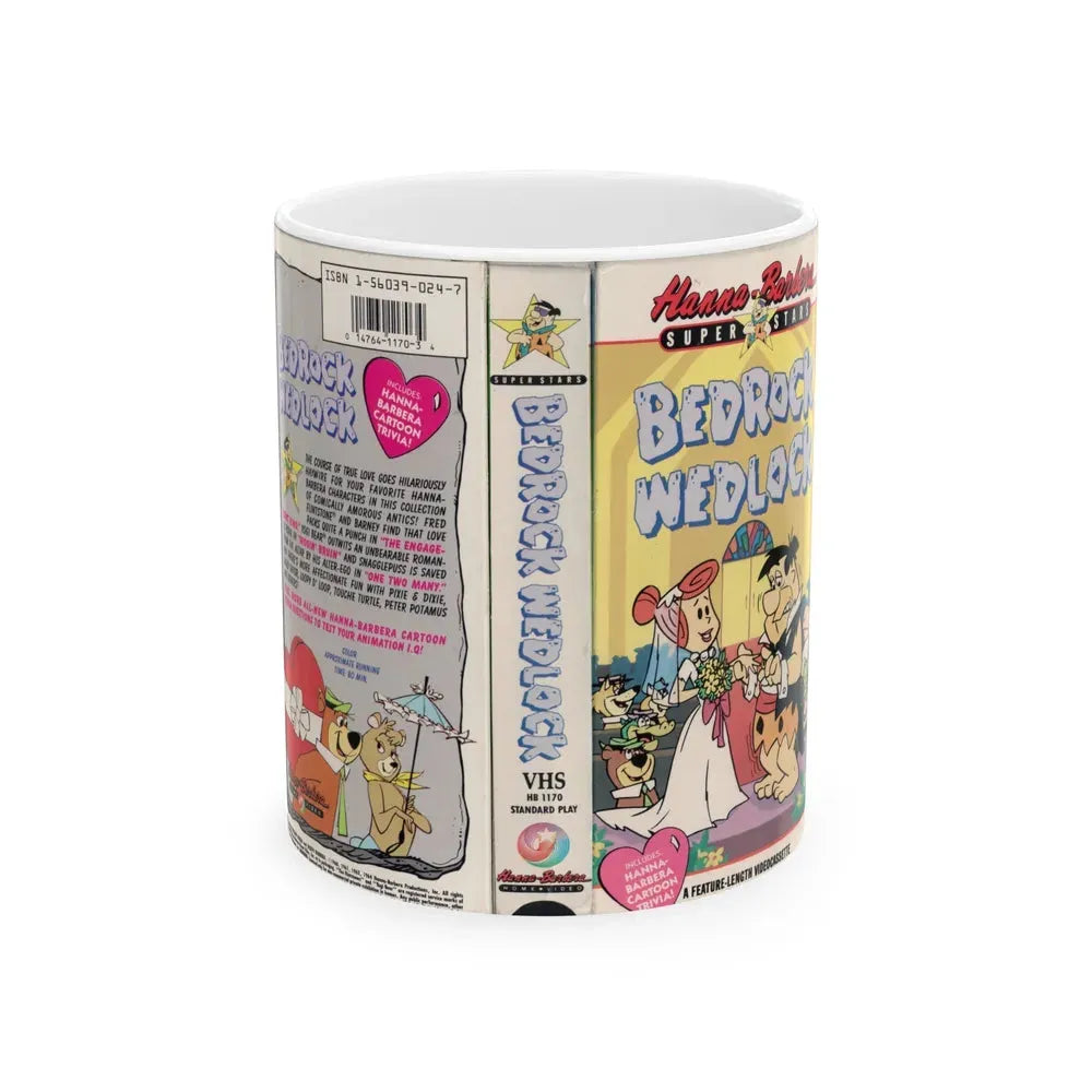 HANNA BARBERA SUPERSTARS BEDROCK WEDLOCK (VHS COVER) - White Coffee Mug 11oz - Go Mug Yourself