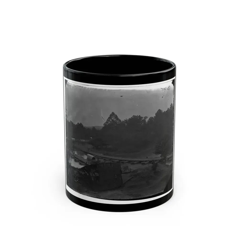 Hanovertown Ferry, Va. Pontoon Bridges Across The Pamunkey, With Wagons (U.S. Civil War) Black Coffee Mug 11oz - Go Mug Yourself
