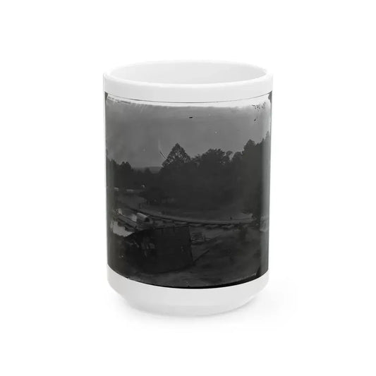 Hanovertown Ferry, Va.  Pontoon Bridges Across The Pamunkey, With Wagons (U.S. Civil War) White Coffee Mug 15oz - Go Mug Yourself