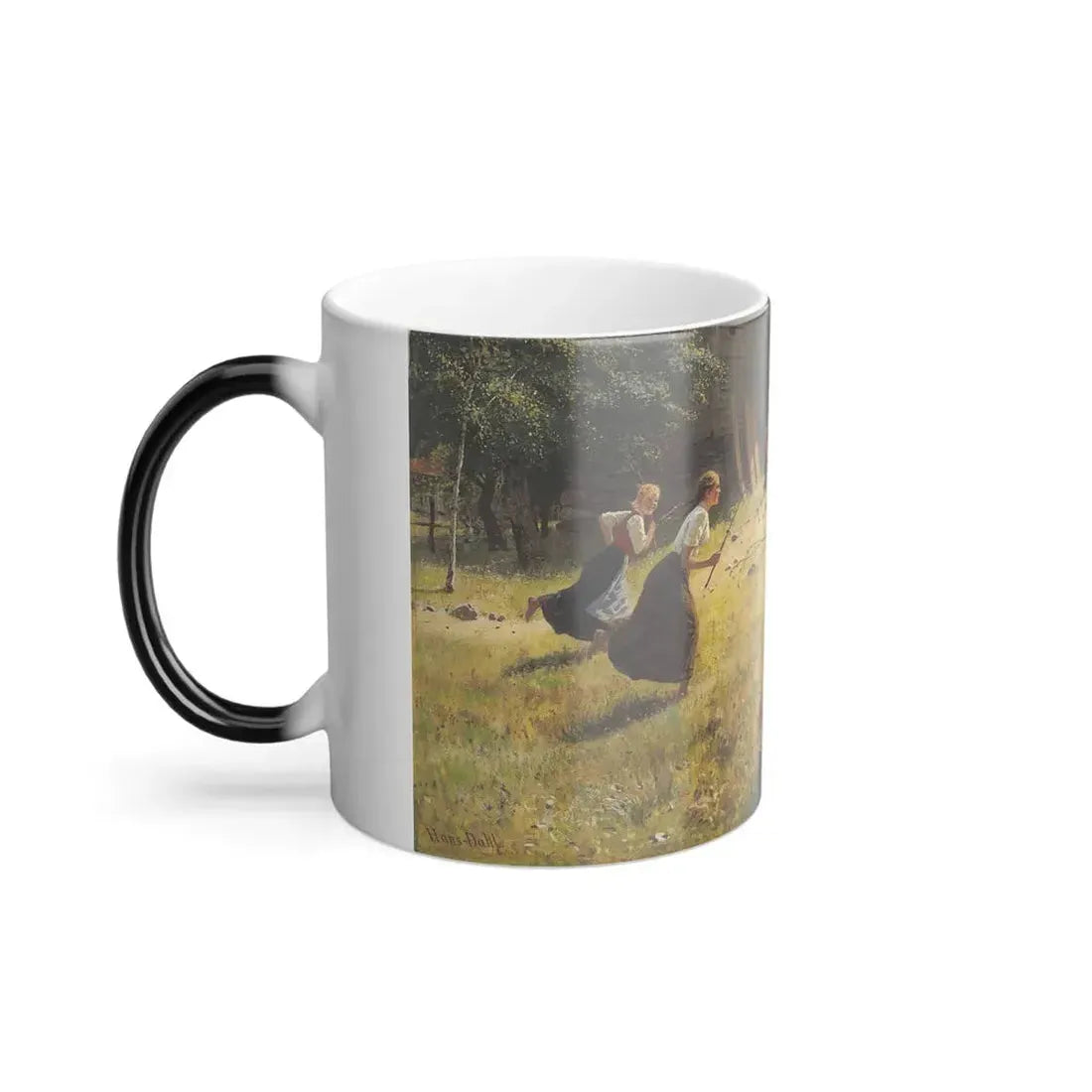 Hans Dahl (1849-1937) The pig is loose - Color Changing Mug 11oz - Go Mug Yourself