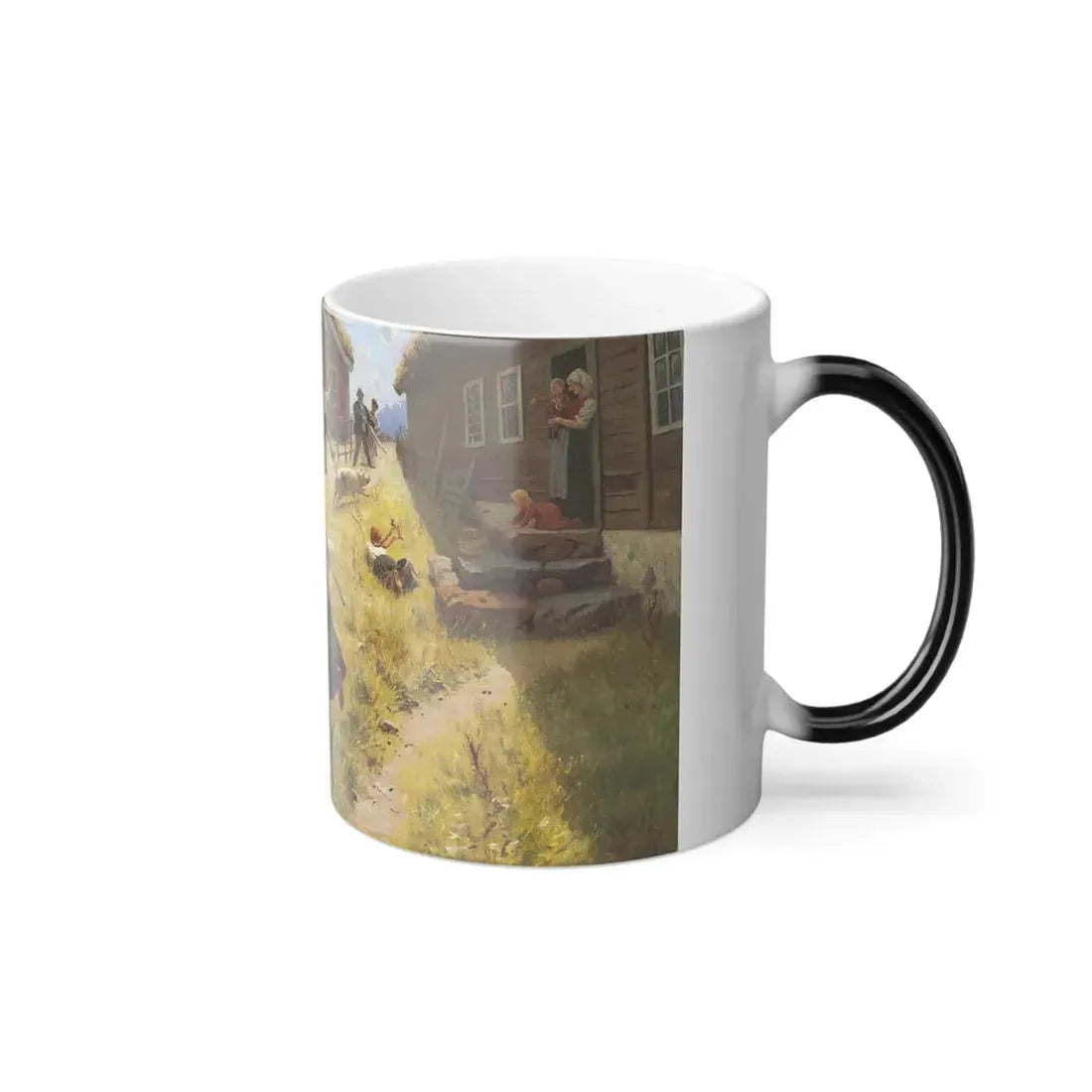 Hans Dahl (1849-1937) The pig is loose - Color Changing Mug 11oz - Go Mug Yourself
