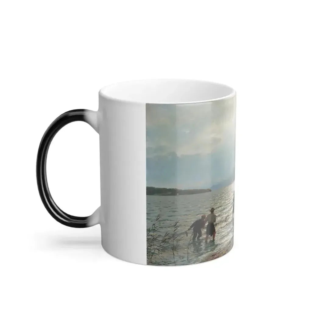 Hans Fredrik Gude (1825-1903) Fishing by the shore - Color Changing Mug 11oz - Go Mug Yourself
