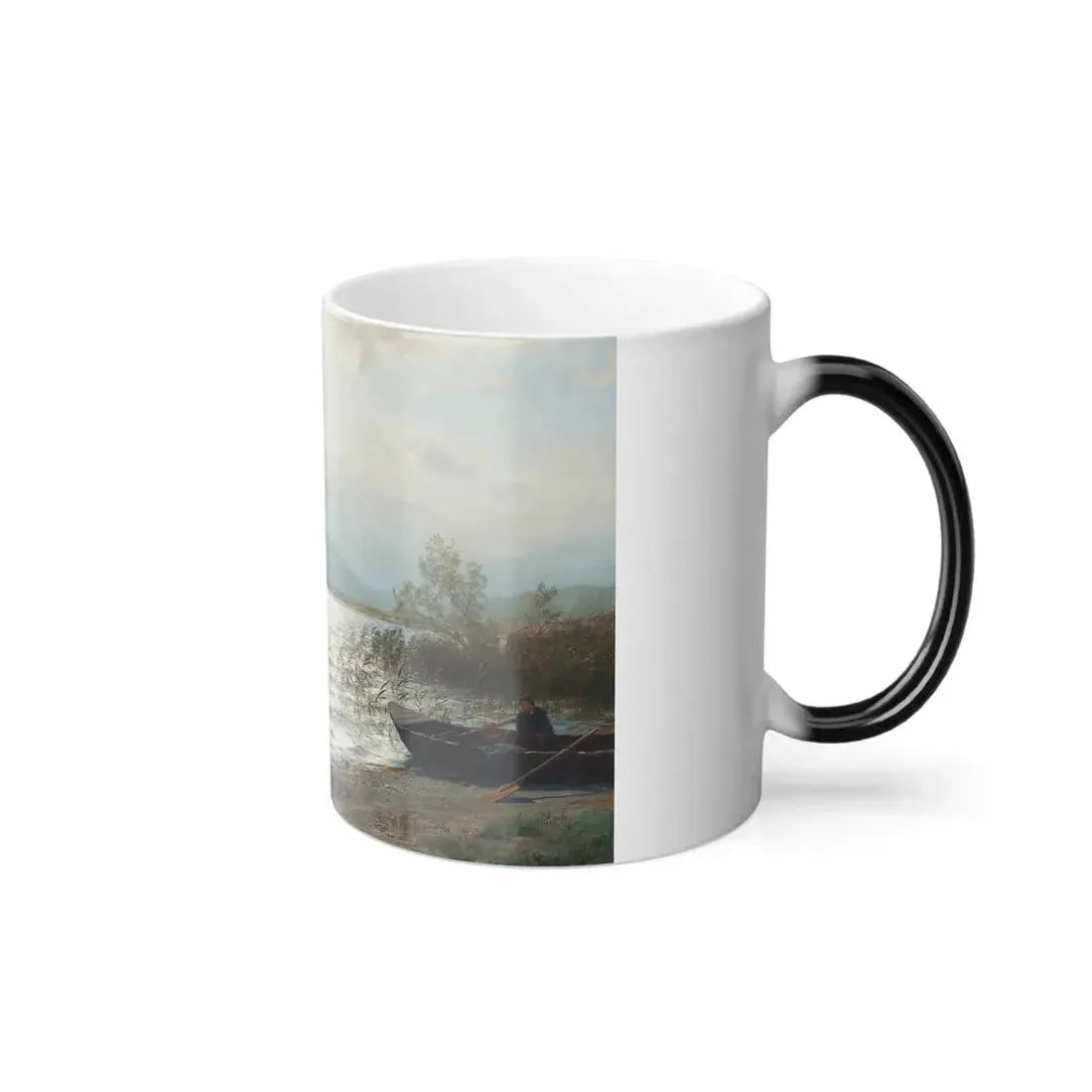 Hans Fredrik Gude (1825-1903) Fishing by the shore - Color Changing Mug 11oz - Go Mug Yourself